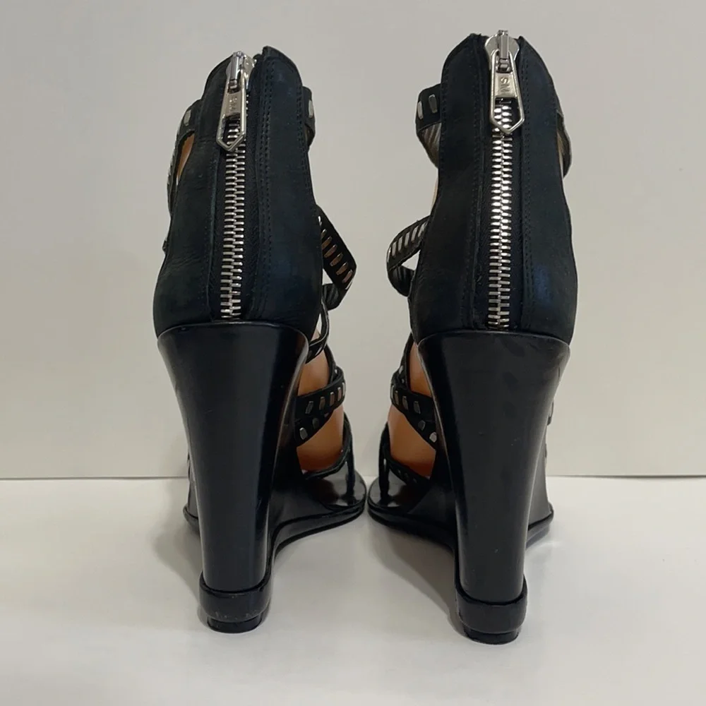 Sigerson Morrison Black w Studs Wedge Shoes Sz 8